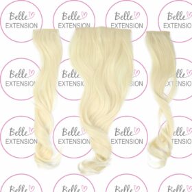 Sintetici clip-on extension di capelli a 3 fasce - ricci, biondo oro Y6, 50 cm