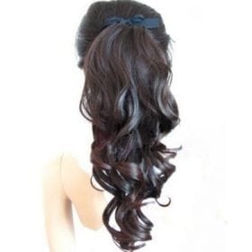 Lasni podaljšek - čop - temno rjav skodran 45cm-0