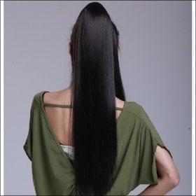 lasni vstavek čop na špango črn raven 60cm-0