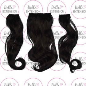 Sintetici clip-on extension di capelli a 3 fasce - ricci, nero intenso F1, 50 cm