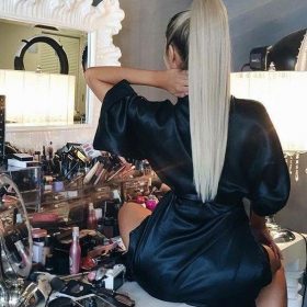 Coda sintetica su nastro - liscia, biondo chiaro F18, 60 cm