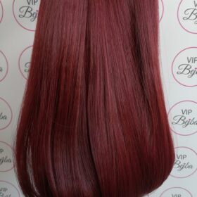 200g sintetici clip-on extension di capelli a 3 fasce - lisci, burgundy #118, 60cm