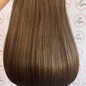 200g sintetici clip-on extension di capelli a 3 fasce - lisci, caramello scuro #4/27, 60cm