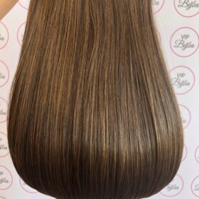 200g sintetici clip-on extension di capelli a 3 fasce - lisci, caramello scuro #4/27, 60cm