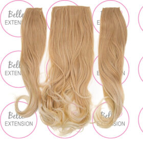 Sintetici clip-on extension di capelli a 3 fasce - ricci, cappuccino Y5, 50 cm