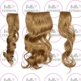 Sintetici clip-on extension di capelli a 3 fasce - ricci, caramello F8, 50 cm