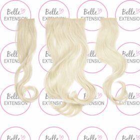 Sintetici clip-on extension di capelli a 3 fasce - ricci, biondo platino F19, 50 cm