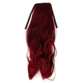 Coda sintetica su nastro - riccia, vino rosso F38, 45 cm