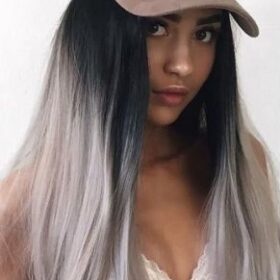 Invisibili sintetici extension di capelli - lisci, ombre nero grigi S1, 60cm