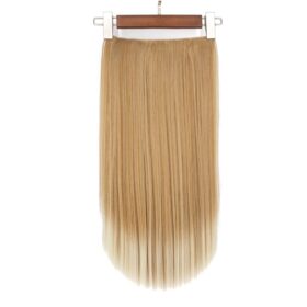 Invisibili sintetici extension di capelli - lisci, chiaro con meches bionde F15, 60cm