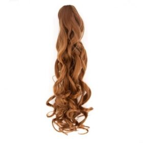 Coda sintetica su pinza - riccia, arancione marrone S2, 45 cm