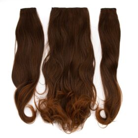 Sintetici clip-on extension di capelli a 3 fasce - ricci, cioccolato mix Y11, 50 cm