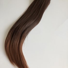 Coda sintetica su pinza - liscia, castano marrone con punte più chiare F26, 55 cm