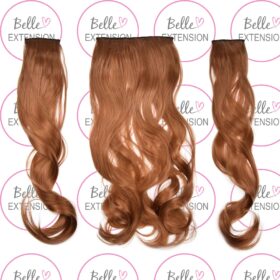 Sintetici clip-on extension di capelli a 3 fasce - ricci, arancione marrone S2, 50cm