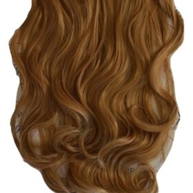 Invisibili sintetici extension di capelli - ricci, scuro con meches bionde F39, 45cm