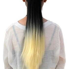 Coda sintetica BelleExtension - liscia, ombre nero-biondo platino S11, 65 cm