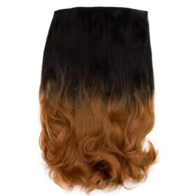 Invisibili sintetici extension di capelli - ricci, ombre neri marrone oro Y9, 45cm