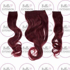 Sintetici clip-on extension di capelli a 3 fasce - ricci, vino rosso F38, 50 cm