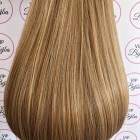 200g sintetici clip-on extension di capelli a 3 fasce - lisci, biondo miele #27/613, 60cm