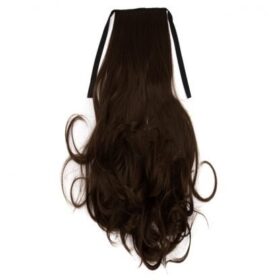 Coda sintetica su nastro - riccia, marrone cioccolato F3, 45 cm