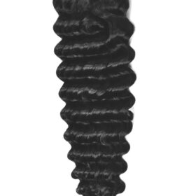 Clip on 100% remy extension di capelli a 8 fasce - ricci, nero intenso #1