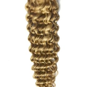 Clip on 100% remy extension di capelli a 8 fasce - ricci, biondo fragola-biondo chiaro soleggiato #27/613 mix