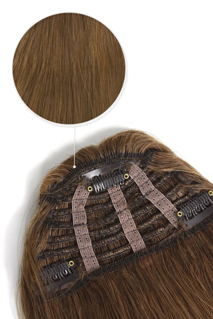 Clip on frangia di 100 capelli naturali remy marrone rame 30
