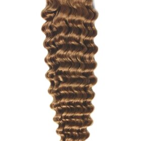 Clip on 100% remy extension di capelli a 8 fasce - ricci, marrone rame #30