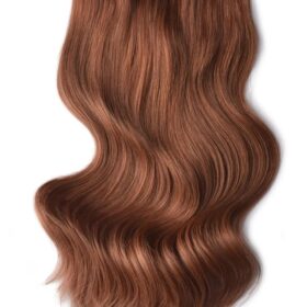 Clip on 100% remy extension di capelli a 8 fasce - densità doppia, lisci, castano scuro rossi #33