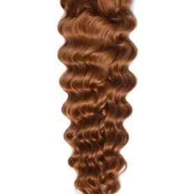 Clip on 100% remy extension di capelli a 8 fasce - ricci, rosso ginger #350