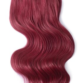 Clip on 100% remy extension di capelli a 8 fasce - densità doppia, lisci, rosso ciliegia #530