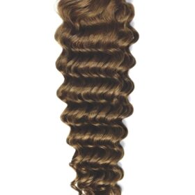 Clip on 100% remy extension di capelli a 8 fasce - ricci, marrone chiaro #6