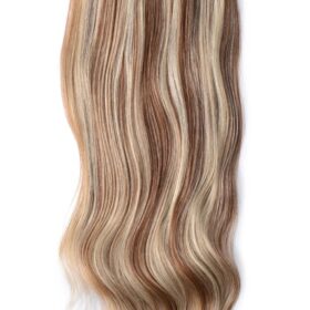 Clip on 100% remy extension di capelli a 8 fasce - lisci, marrone chiaro-biondo chiaro soleggiato #6/613 mix