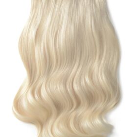 Clip on 100% remy  extension di capelli a 8 fasce - lisci, biondo chiaro #60