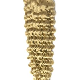 Clip on 100% remy extension di capelli a 8 fasce - ricci, biondo chiaro soleggiato #613
