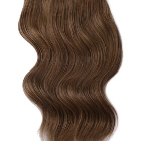 Clip on 100% remy extension di capelli a 8 fasce - lisci, marrone medio cenere #8