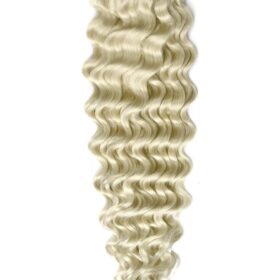 Clip on 100% remy extension di capelli a 8 fasce - ricci, biondo ice