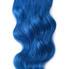 Clip on 100% remy extension di capelli a 8 fasce - densità doppia, lisci, blu