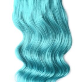 Clip on 100% remy extension di capelli a 8 fasce - densità doppia, lisci, turchese