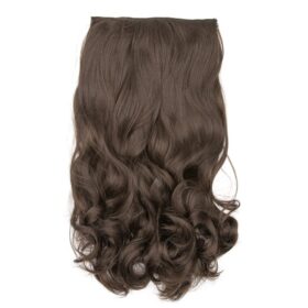 Invisibili sintetici extension di capelli - ricci, marrone scuro F5, 45 cm