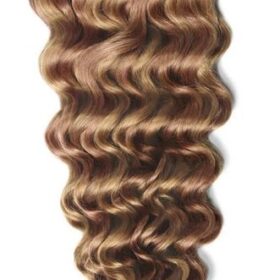 Clip on 100% remy extension di capelli a 8 fasce - ricci, biondo fragola-marrone rame #27/30 mix